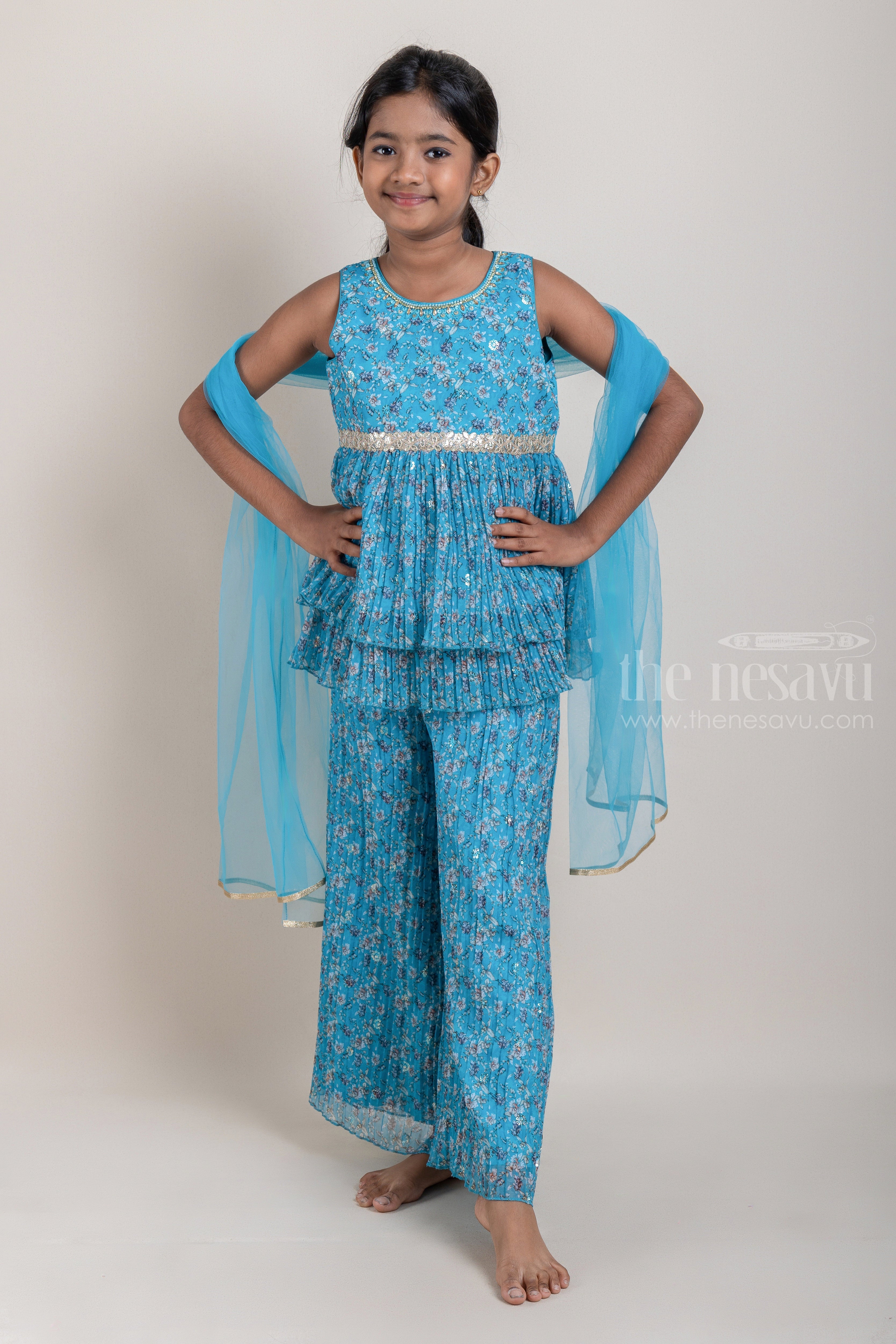 Buy Party Navy Blue Color Full Stitched Printed Fancy Flex Cotton Festive  Wear Kurti Plazo | Lehenga-Saree